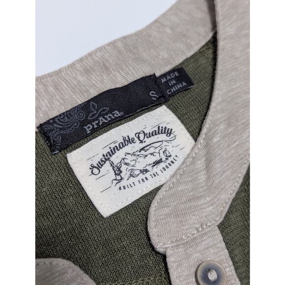 PrAna Cozy Up Henley Dress Green Beige Womens Small Hemp Gorpcore Loungewear - Picture 4 of 6